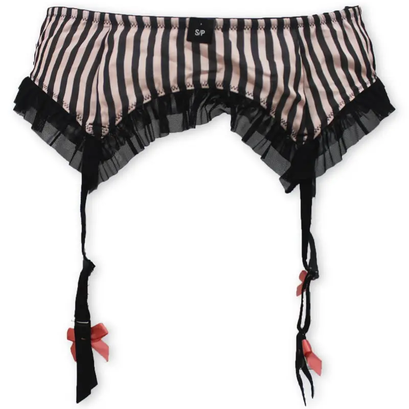 Pink Strip Новая мода Большие размеры полосы шаблон бантом Марля Для женщин/Женские пикантные Подвязки для женщин Ремни для Чулки для женщин, Нижнее Бельё для девочек белье ga1032 - Цвет: Pink Strip
