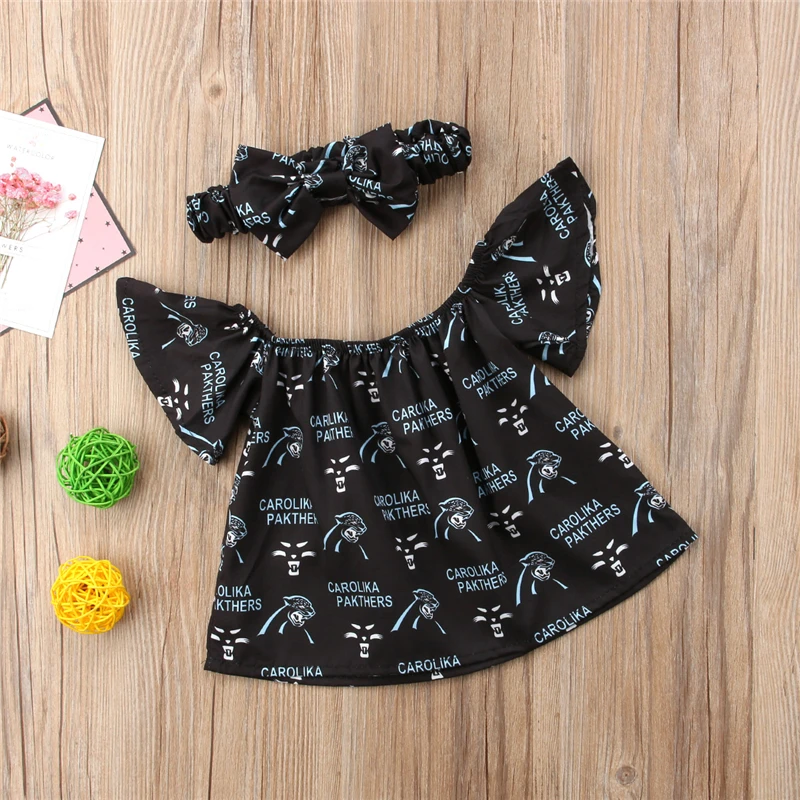 

Emmababy Infant Baby Girls Off Shoulder T-shirt Tops bebe girl letter fly sleeve letter print tee t shirt Outfit Clothes 0-24M