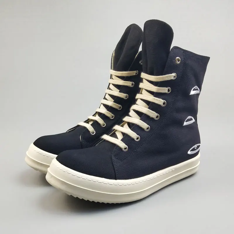 New Arrivals Men Casual Canvas Shoes High Luxury Trainers Lace-Up Zip Spring Male Basic Black Gym Boots Brand Flats | Обувь