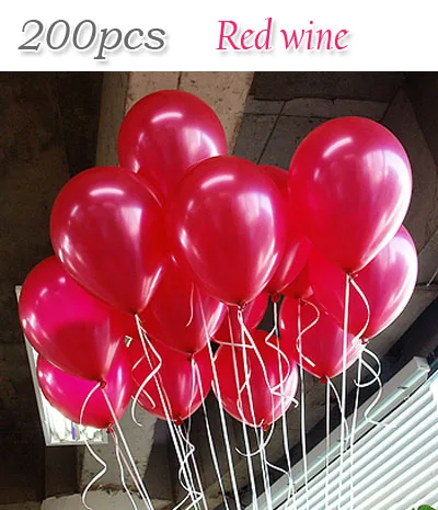 Wine red 200PCS 200 шт./лот, воздушные шары, свадебный декоративный шар, шары на день рождения, 10 дюймов, 1,5 г, белые, вид шариков, Белоснежки, вечерние шары - Цвет: Wine red 200PCS