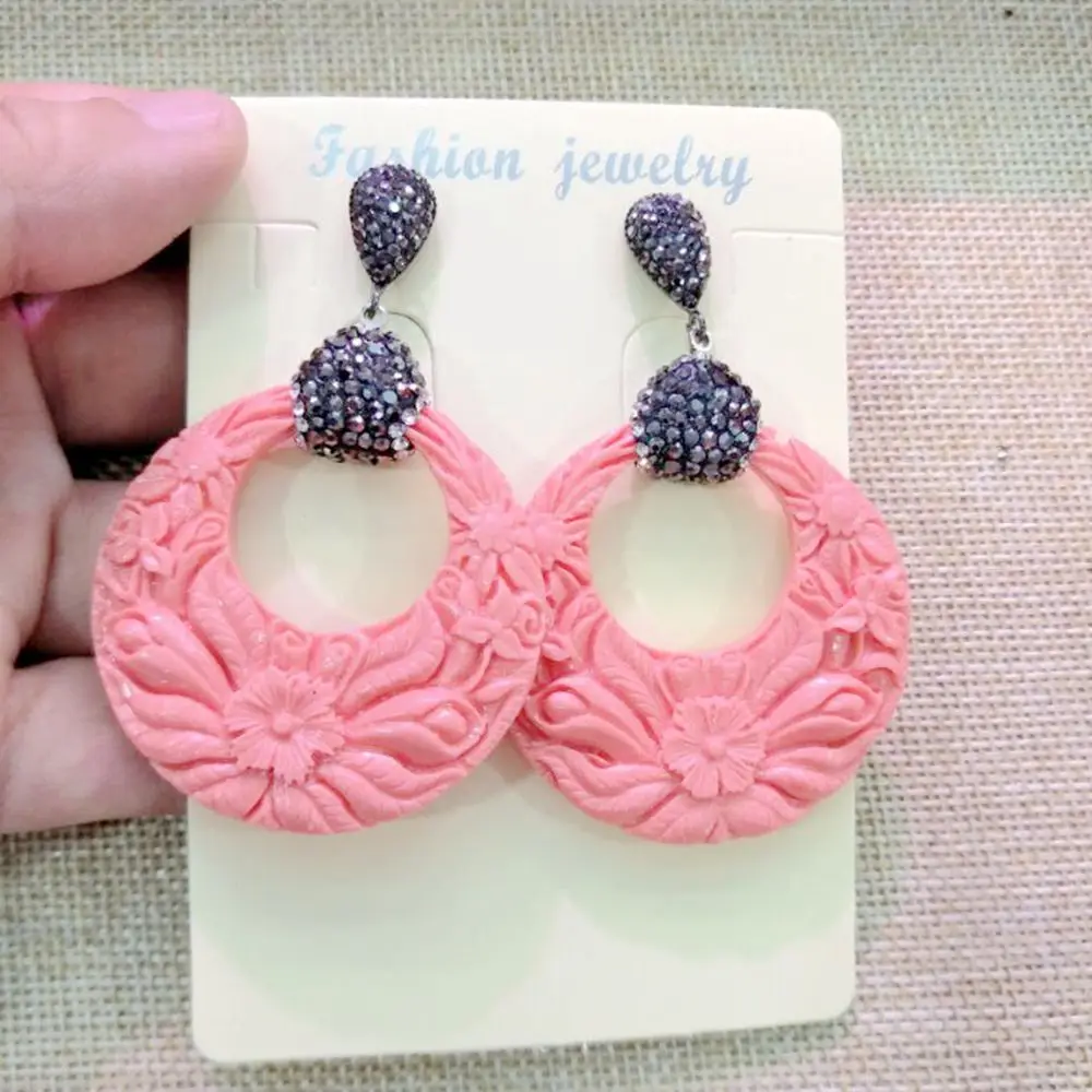 Круглые большие серьги для женщин женские серьги-подвески из смолы синего