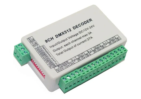 Оптовая продажа 9CH dmx512 декодер светодиодный контроллер 9 каналов dmx 512 Диммер