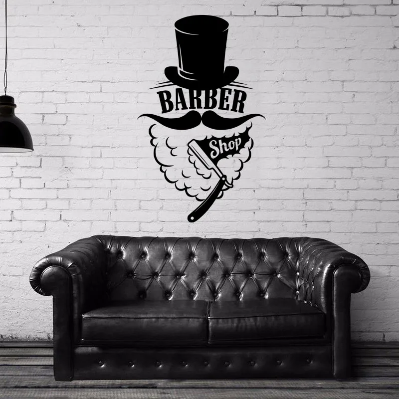 

Man Barber Shop Sticker Shave Chop Bread Decal Haircut Shavers Posters Vinyl Wall Art Decals Decor Windows Decoration