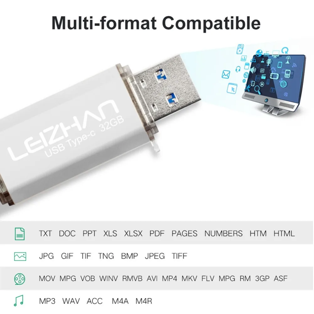 LEIZHAN TYPE-C флеш-накопитель 128 ГБ фото селфи палка для телефона samsung флеш-накопители