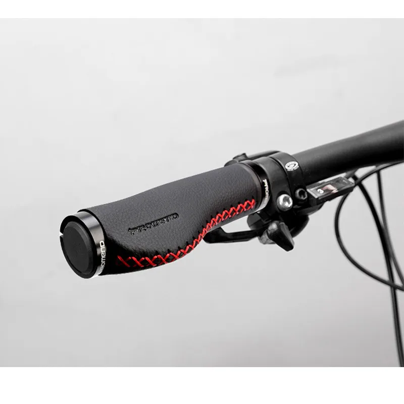 Promend 1 пара велосипедных ручек MTB дорожный велосипед CNC алюминиевый Кожаный Зажим торцевой стержень фиксированный велосипедный руль