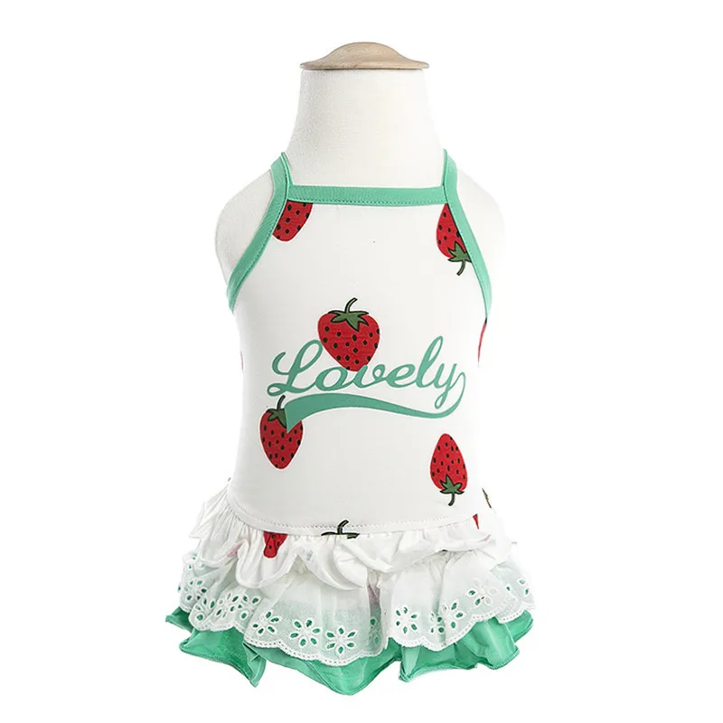 Летняя хлопковая футболка для домашних питомцев жилет одежда с клубникой собак