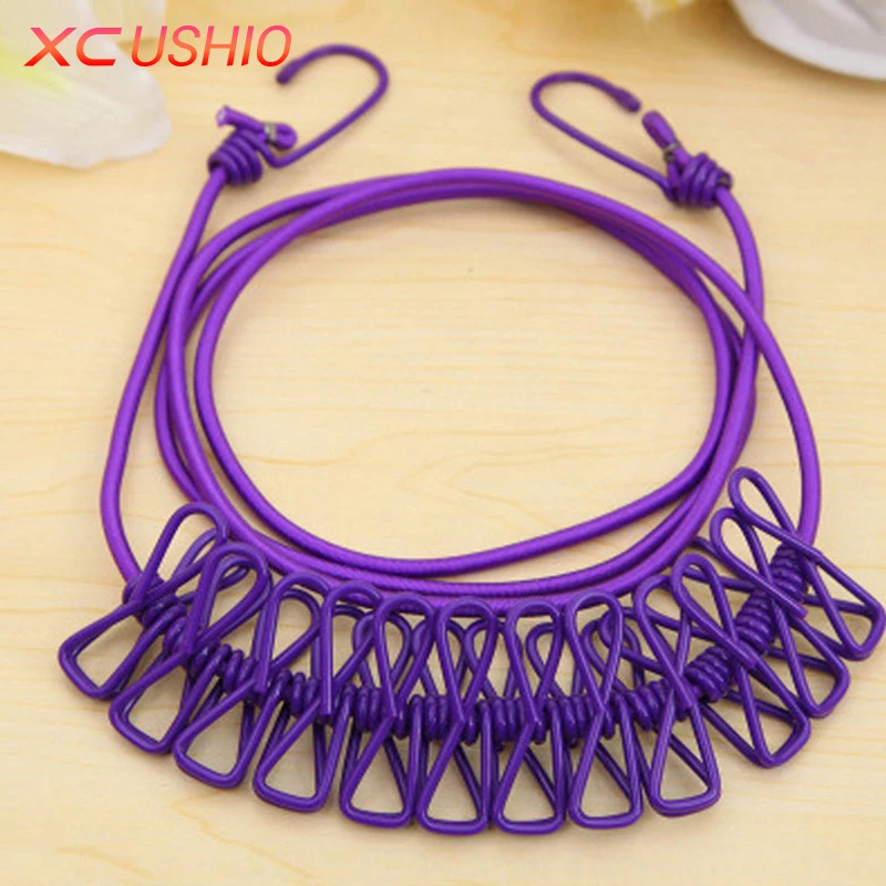 Открытый Отдых эластичный стиральная линия с 12 Зажимы путешествия Портативный