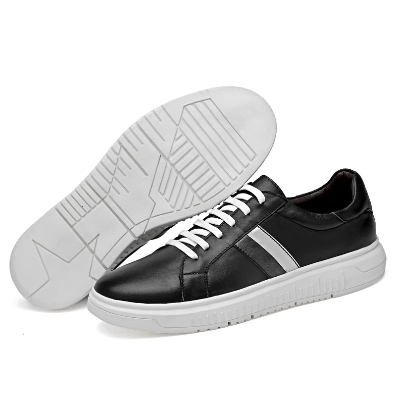 

High Quality Genuine Leather Casual Sneakers Men Skateboarding Shoes Lace-Up Comfortable Soft Flat Mens Trainers Big Size 38-45
