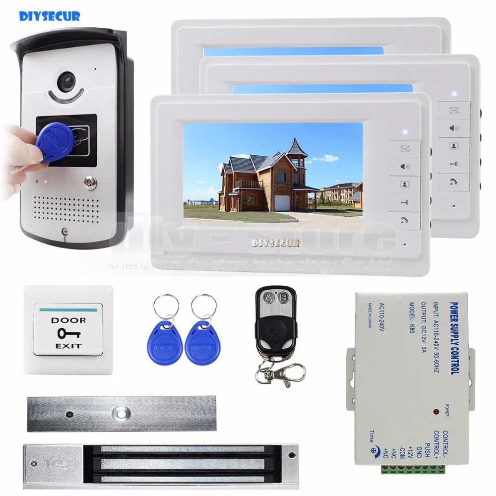 DIYSECUR 7 дюймовый монитор видеодомофон дверной звонок 700 ТВ камера 280 кг магнитный