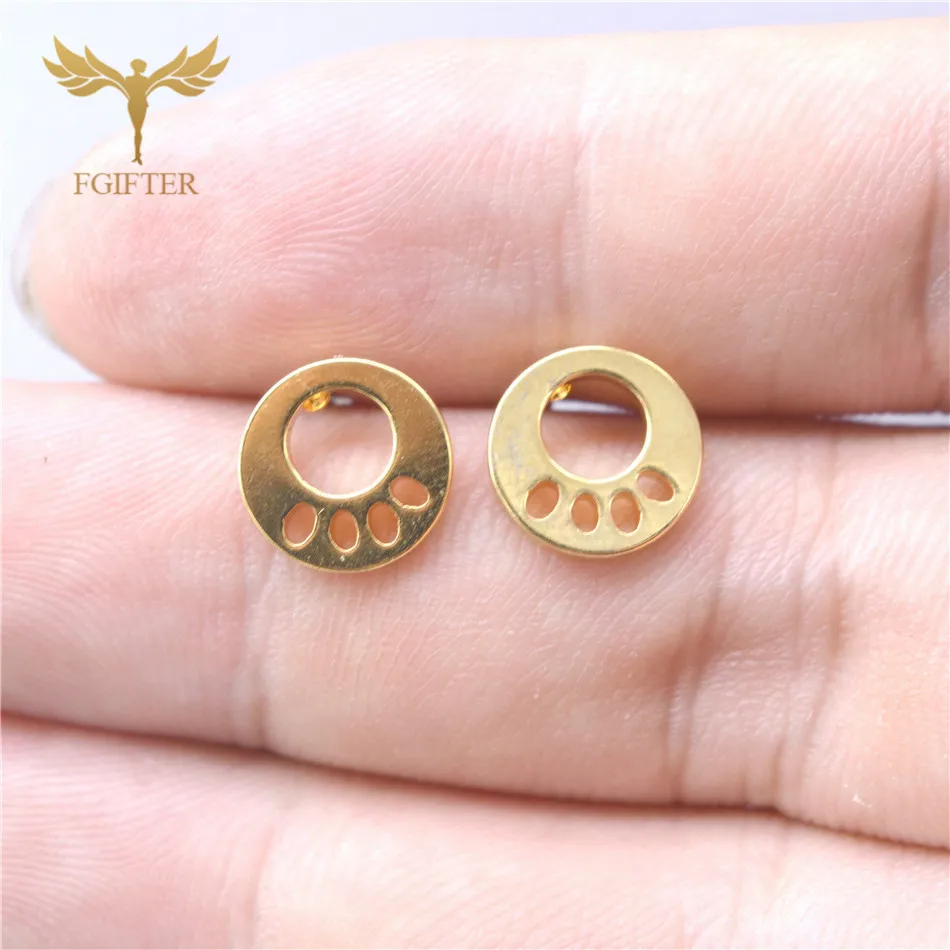 FGifter милые детские подарочные серьги в виде животных, дизайн в виде медвежьей лапы, золотые серьги-гвоздики из нержавеющей стали, детские ювелирные изделия