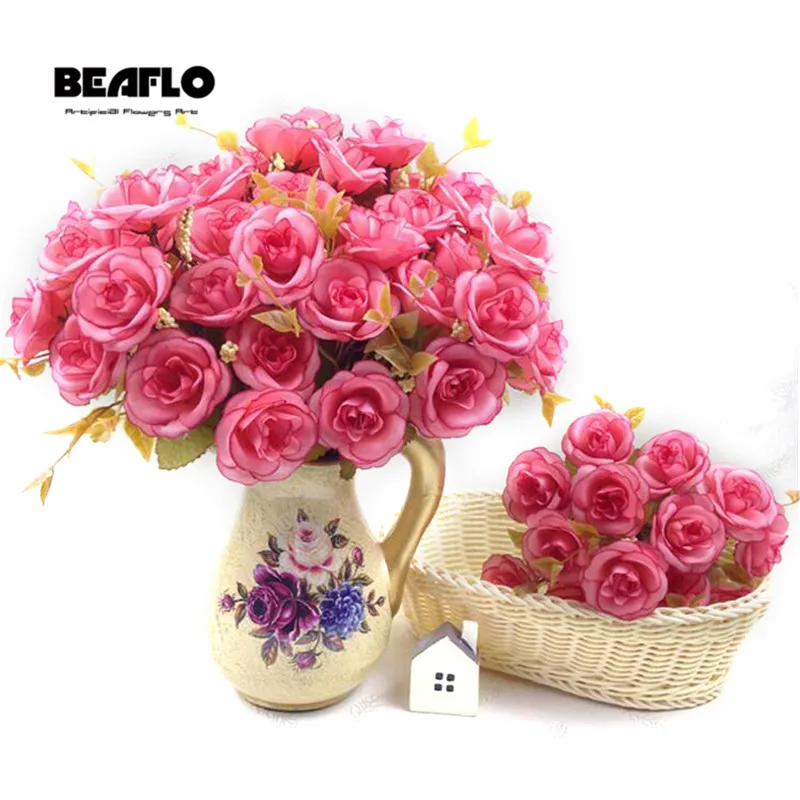 14 голов/букет шелковые розы в европейском стиле искусственные цветы букет