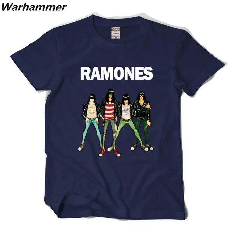 Warhammer Ramones Для мужчин футболка американская панк-рок-группа лето О-образным