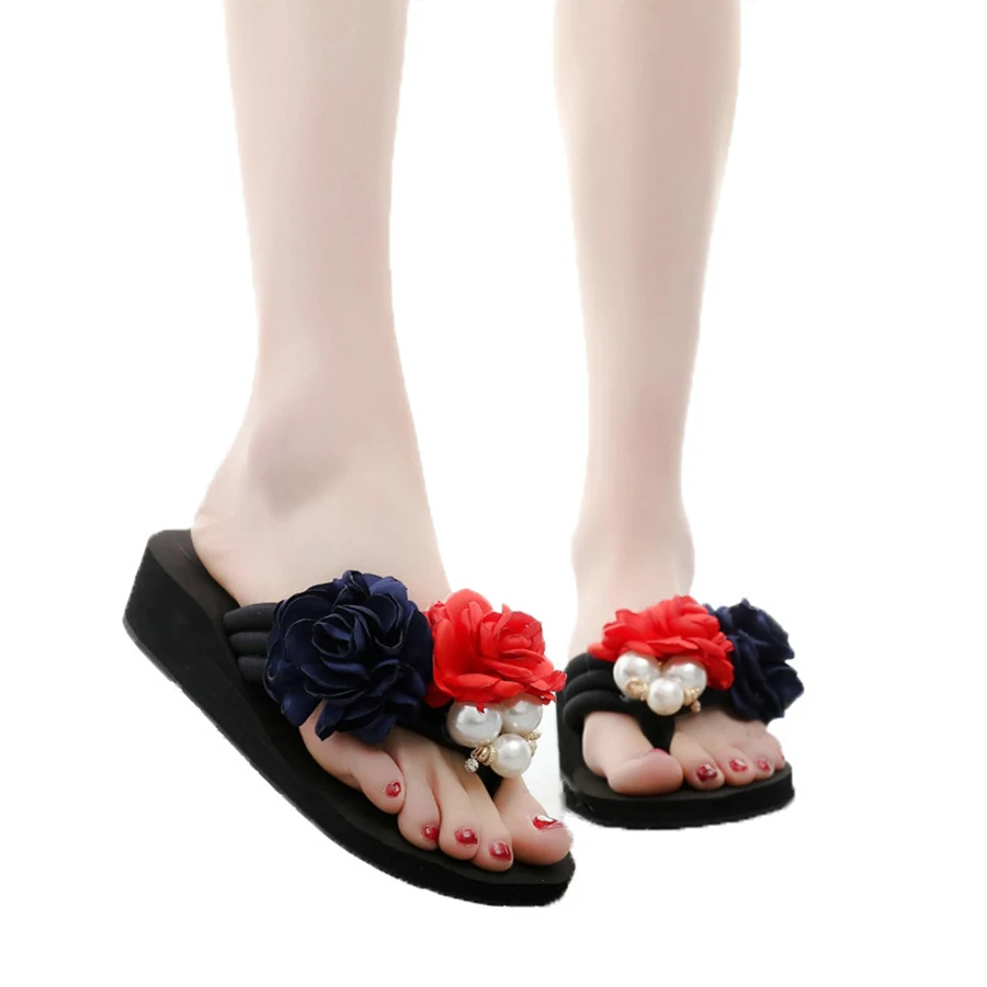 Chanclas/шлепанцы ручной работы с большим жемчугом женские модные пляжные вьетнамки