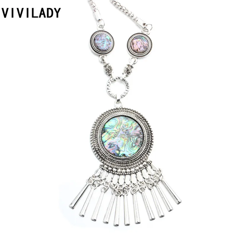 VIVILADY винтажный Тибетский серебристый цвет круглые естественные ракушки бохо