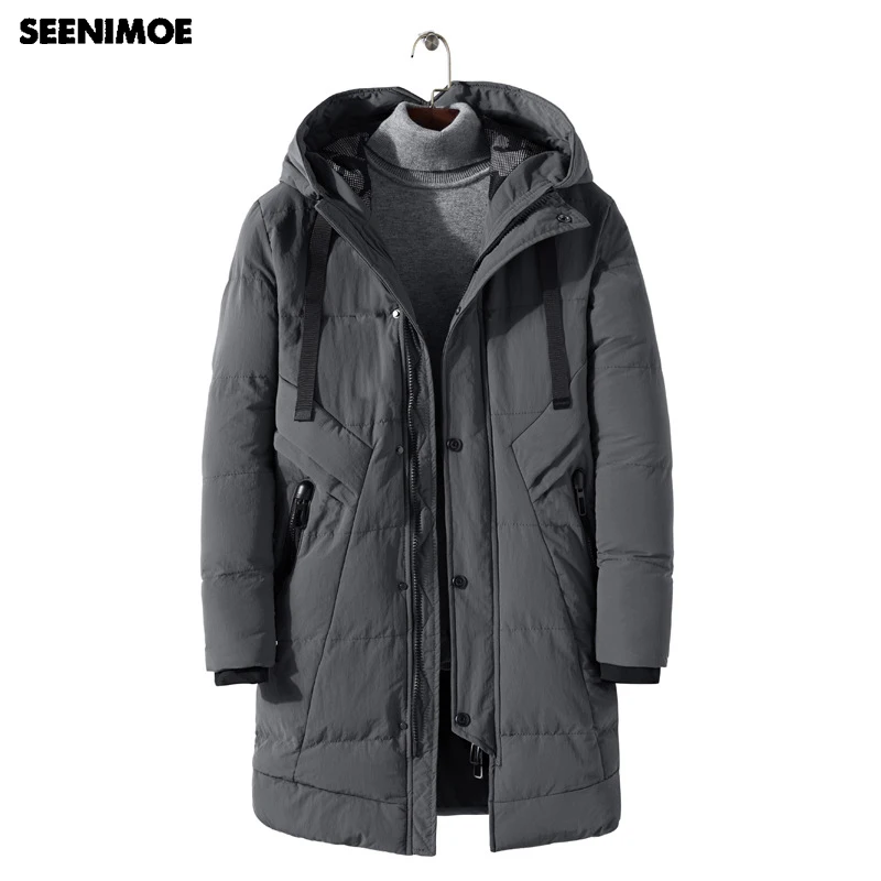 Мужская ветровка с капюшоном Seenimoe однотонная длинная куртка M 4XL зима 2019|Мужские