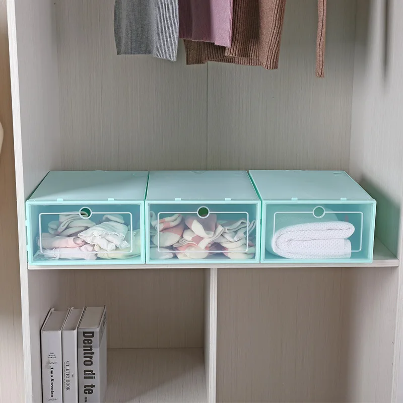 6 шт./компл. утолщенной и черного цветов обувь прозрачный ящик чехол Пластиковые