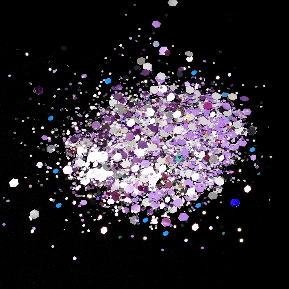50g/bag Chunky Glitter Nail Sequins Iridescent Flakes Ultra-thin Colorful Mixed Paillette Festival Glitter Cosmetic Face Glitter
