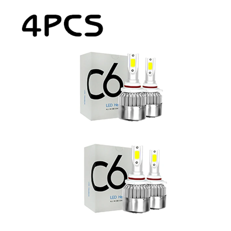4pcs Новое поступление, 2 предмета Автомобильные фары светодиодный лампы H11 H7 H4 9003 HB2 светодиодный H1 H3 H8 H9 880 9005 9006 H13 9004 9007 авто фары лампочки - Испускаемый цвет: 4pcs