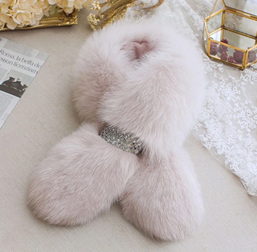 Роскошный женский зимний теплый шарф RYF157 из натурального Лисьего меха