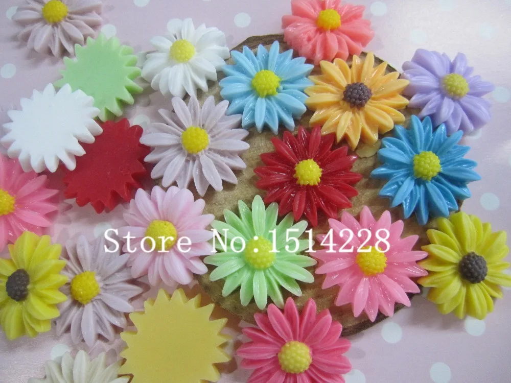 

Free shipping! (28mm)resin sunflower. Resin Flatback Cabochon for jewelry accessory, DIY.Z57