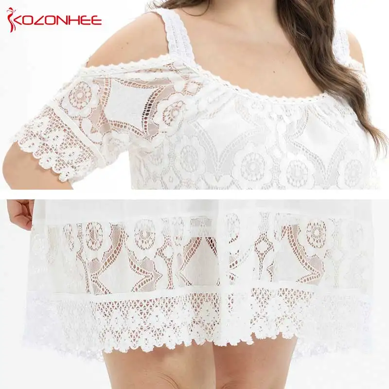 Большие размеры повседневное сексуальное кружевное платье Женская мода