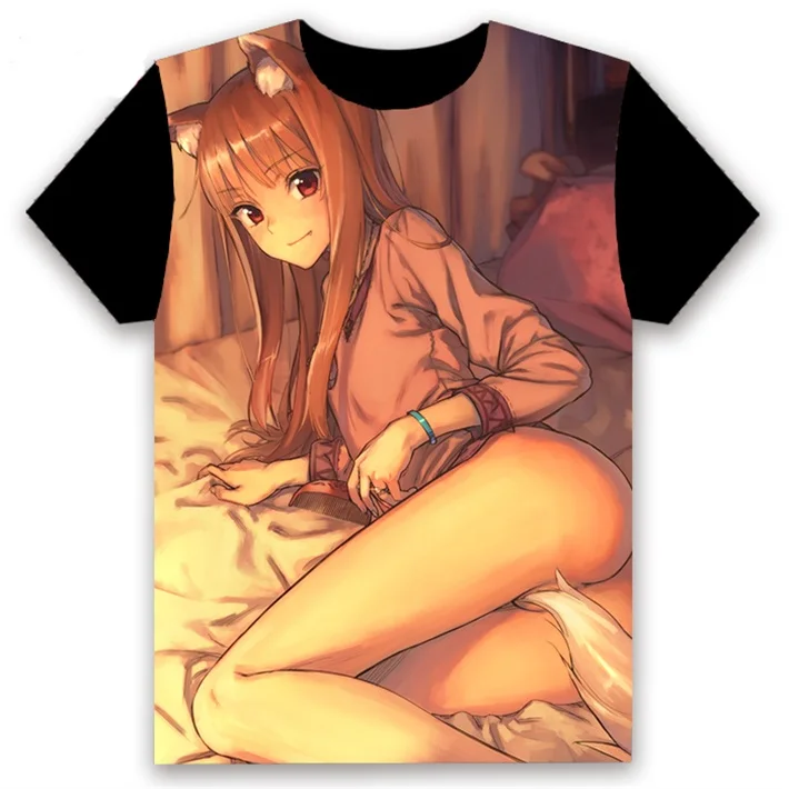 13 Аниме футболка Spice and Wolf Holo Косплей короткий рукав Женская Мужская черная футболка Повседневная летняя футболка Otaku - Цвет: 13