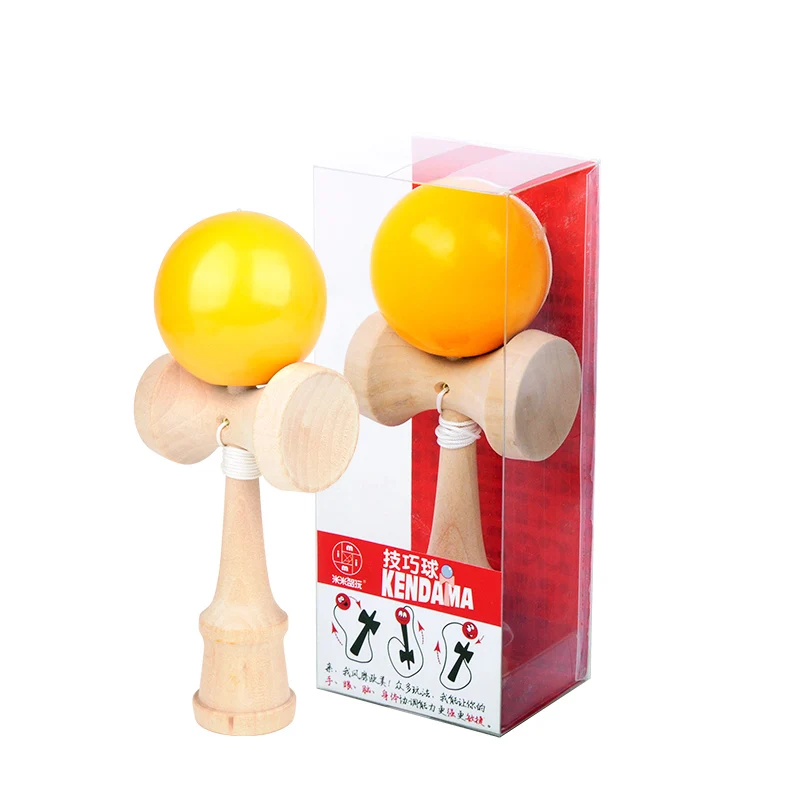 MITOYS Kendama деревянные игрушки спортивная игрушка для игр на открытом воздухе шары умелые жонглирование мяч игрушка для детей струны Профессиональный Размер 18,5 см - Цвет: yellow