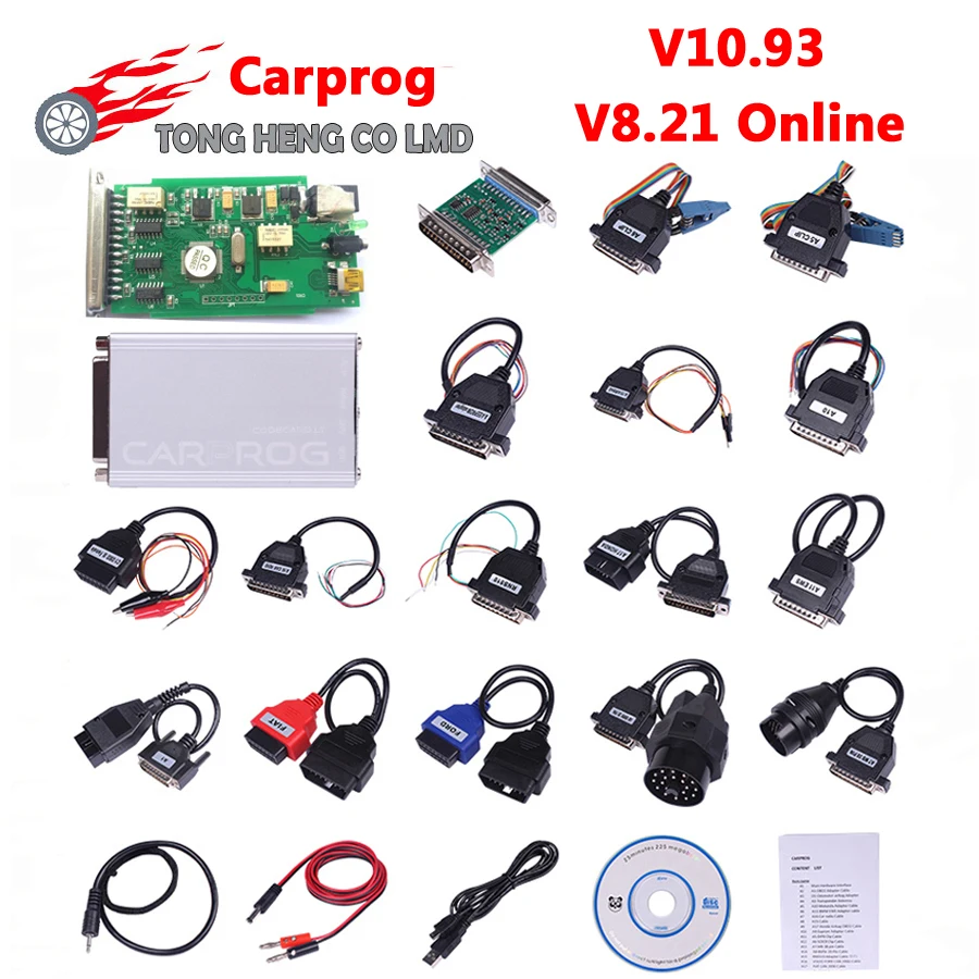 Лучший Качественный программатор CARPROG V10.93/V8.21 онлайн версия автомобиля прог ECU чип тюнинга инструмент для ремонта автомобиля со всеми адаптерами 21 предмет