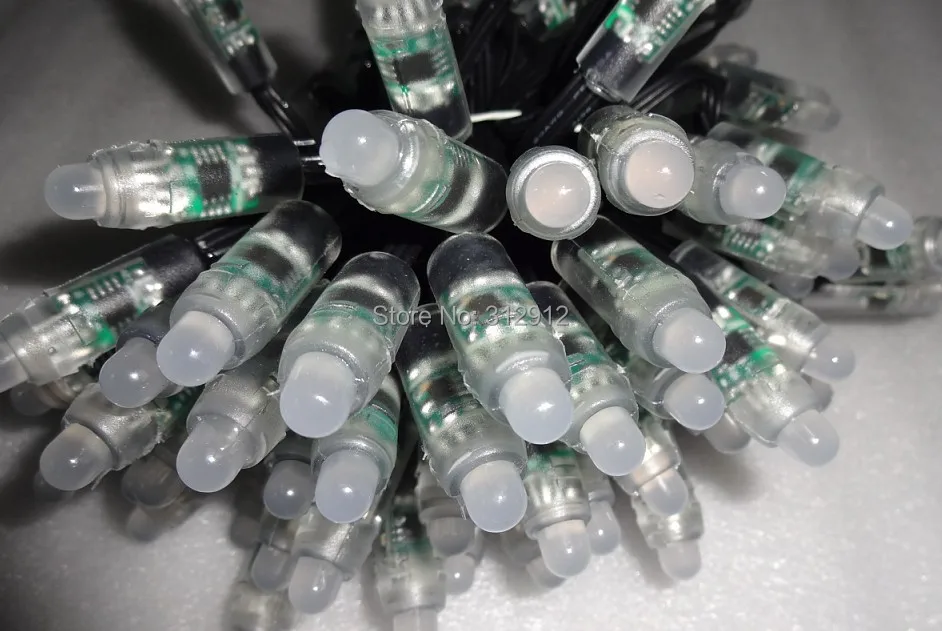 100 шт. DC12V 12 мм WS2811 Smart LED пиксель узел, со всеми черный провод(20AWG), IP68 Номинальная