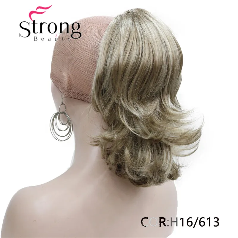 StrongBeauty, 12 дюймов, двойное использование, волнистый стиль, зажим в коготь, конский хвост, наращивание волос, блонд, синтетические волосы с зажимом челюсти/коготь
