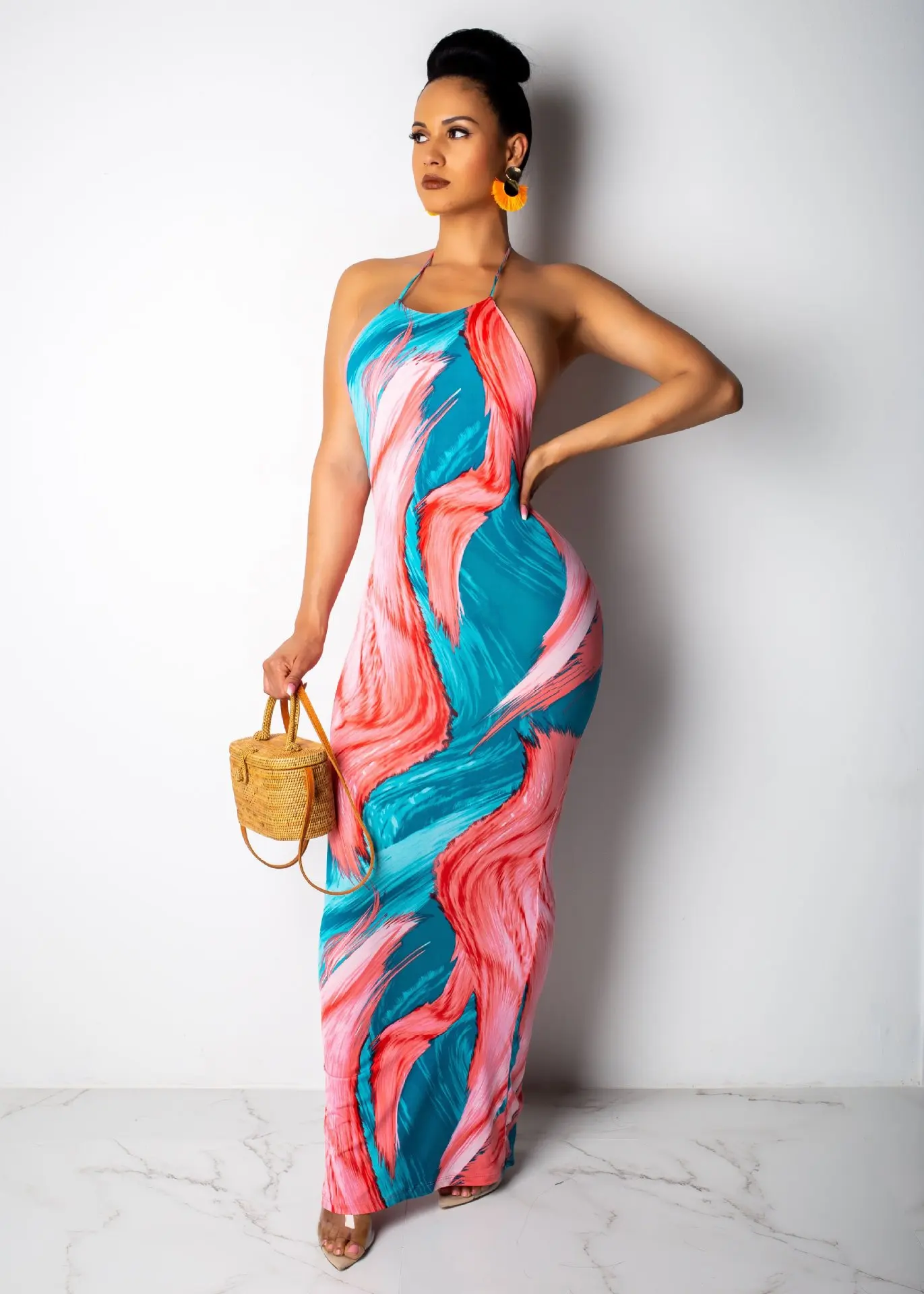 2019 Новый Для женщин Летняя Блузка на бретелях без рукавов Пейсли печати макси с