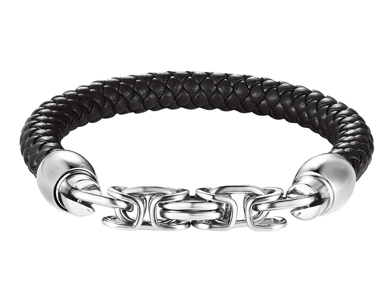 Танк цепи Нержавеющая сталь магнит bracele ювелирных Браслеты коричневый/черный кожа веревки и Цепи Браслеты с подвесками для Для мужчин панк