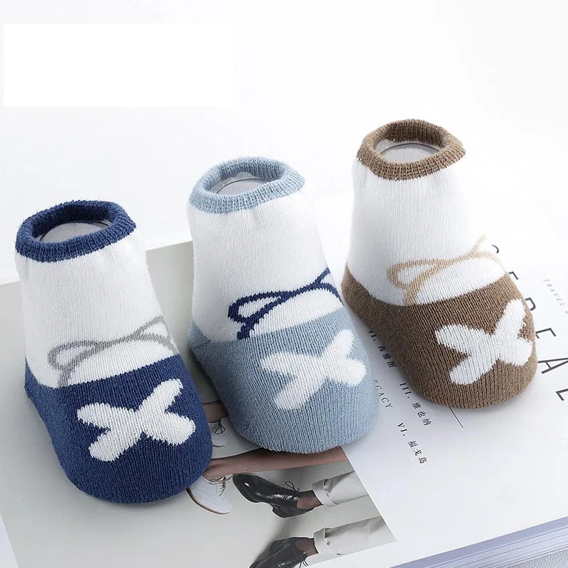 3pairs/lot Warm Winter Newborn Baby Socks 100%Cotton Thickened No-slip Infant Cotton Soft Shoe Sock |