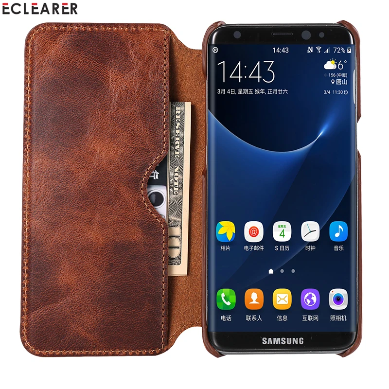 Роскошный чехол для Samsung Galaxy S8 из натуральной кожи кошелек с отделениями карт Plus