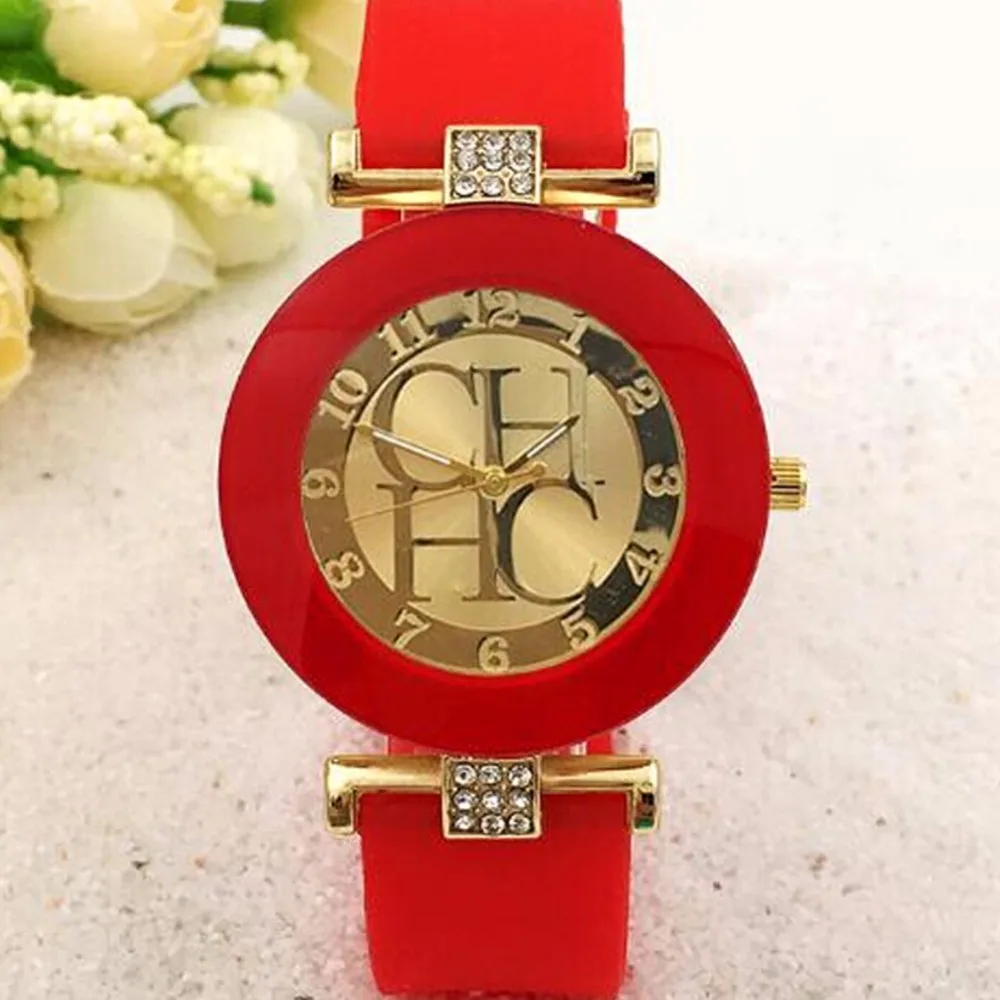 Relojes hombre Лидер продаж модный бренд золото ЖЕНЕВА Спортивные кварцевые часы Женское платье повседневные Кристальные силиконовые часы montre homme