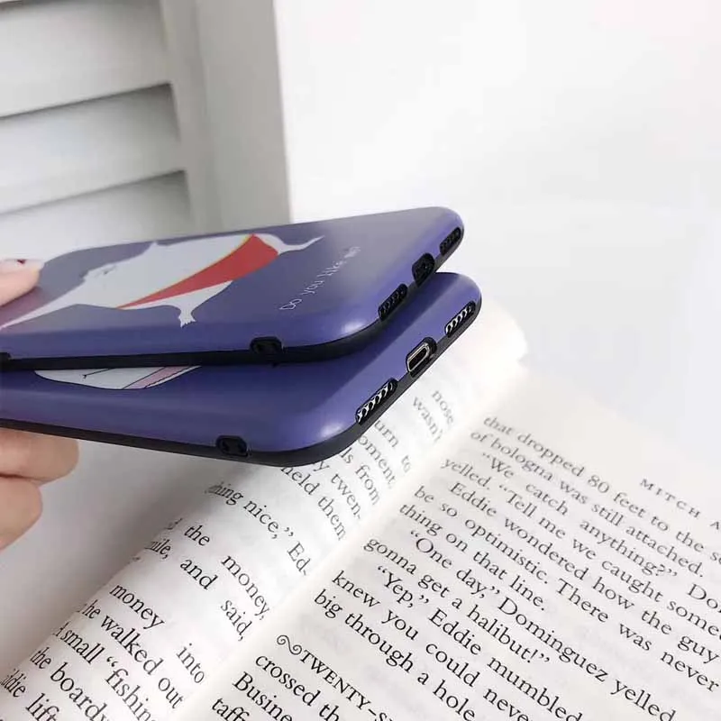 JIBAN Funny fat Cartoon purple Phone Case for iphone X 6s 6plus 7 8plus Capa Soft TPU matte Couples protective cover |