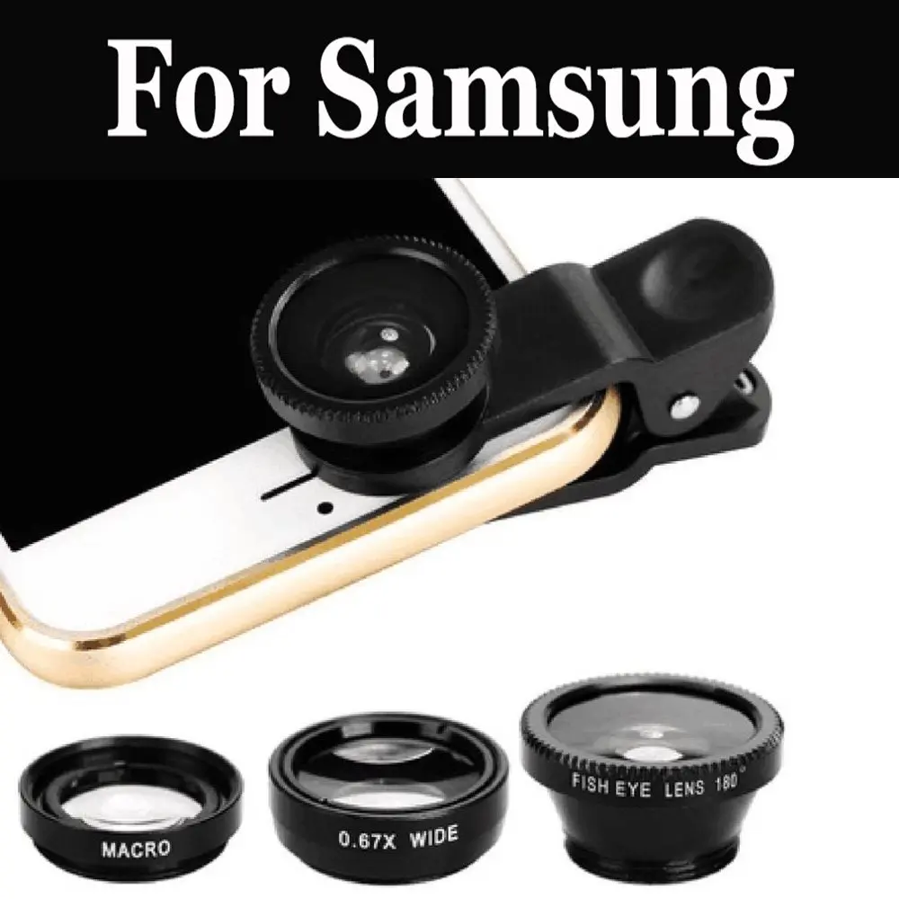 3In1 Wide Angle Macro Fisheye Lens Kit Phone Clip For Samsung Galaxy Note 7 On5 On7 S7 Active EDGE S8 Xcover 4 | Мобильные телефоны