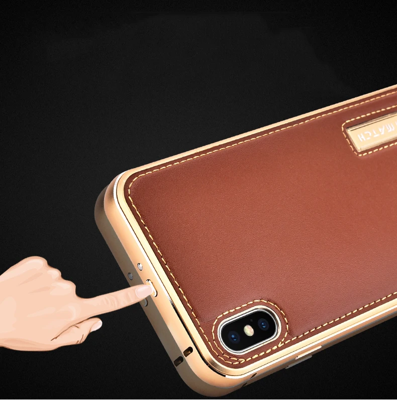 Металлический чехол iMatch для iPhone XS MAX, чехол из натуральной кожи для iPhone X XS MAX, Алюминиевый металлический бампер, задняя крышка