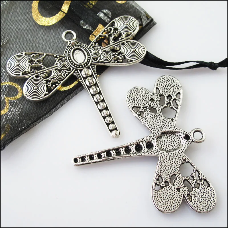 Подвески-подвески в виде летящей стрекозы 3 шт. тибетский серебристый цвет 53x59 мм |