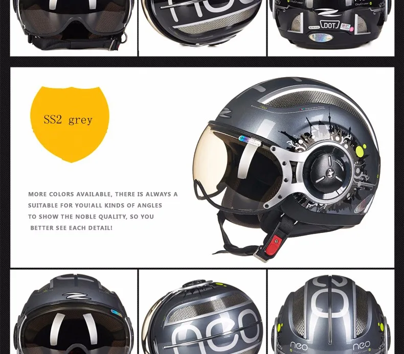 TAIWEN ZEUS мотоциклетные шлемы для мотокросса Jet Ретро 3/4 полушлем DOT approved 218C Capacete Casco мотоциклетный шлем
