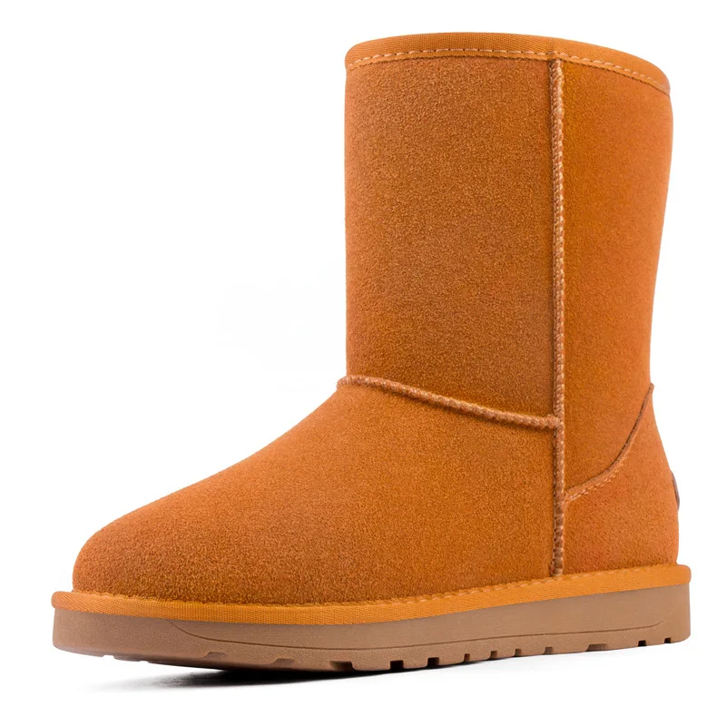 2018 Women's Winter Cow leather Snow Boots Australia Classic Plush Warm For Women Brand Mid-Calf Shoes 5825 | Обувь