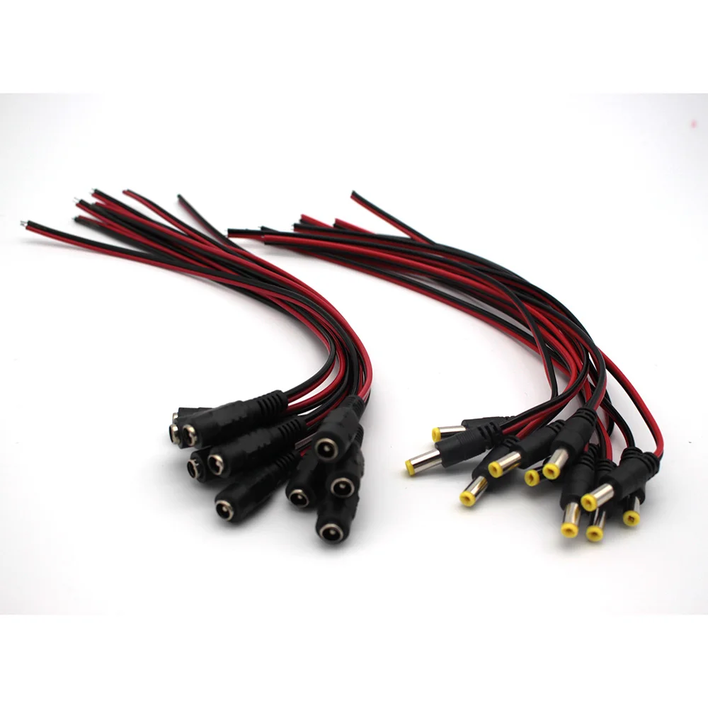 

10Pcs 5.5x2.1mm 12V Male + Female DC Power Socket Jack Plug Connector Cable Well