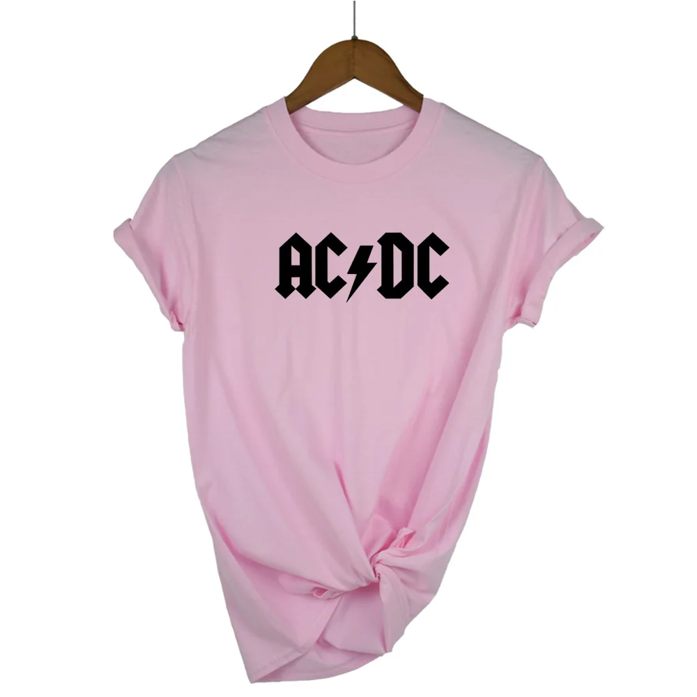 AC/DC Группа рок футболка женская ACDC Письмо Печатные Графические футболки хип хоп Рэп музыка короткий рукав топы Футболка