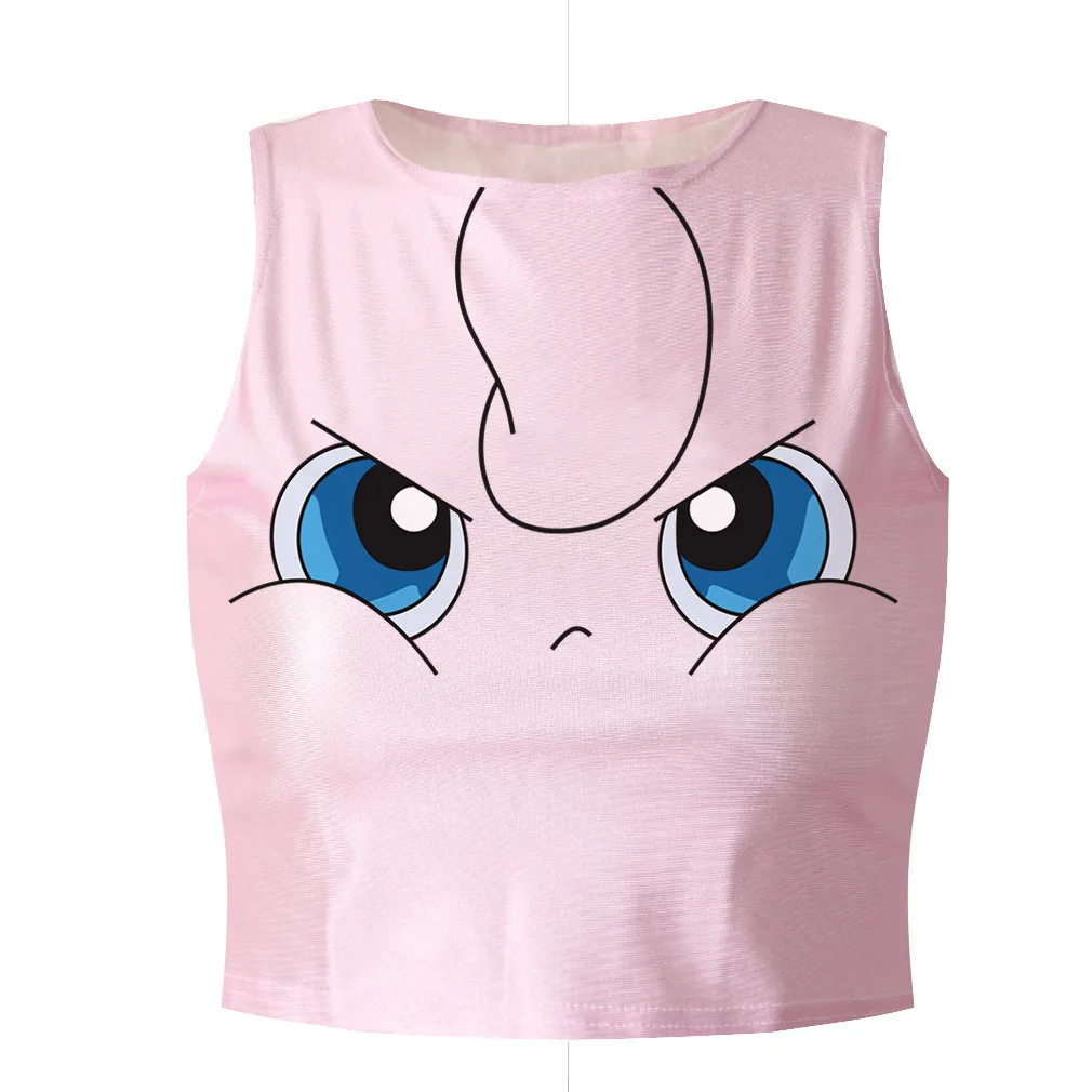 Сексуальный укороченный топ с принтом из мультфильма Покемон го Пикачу Женский