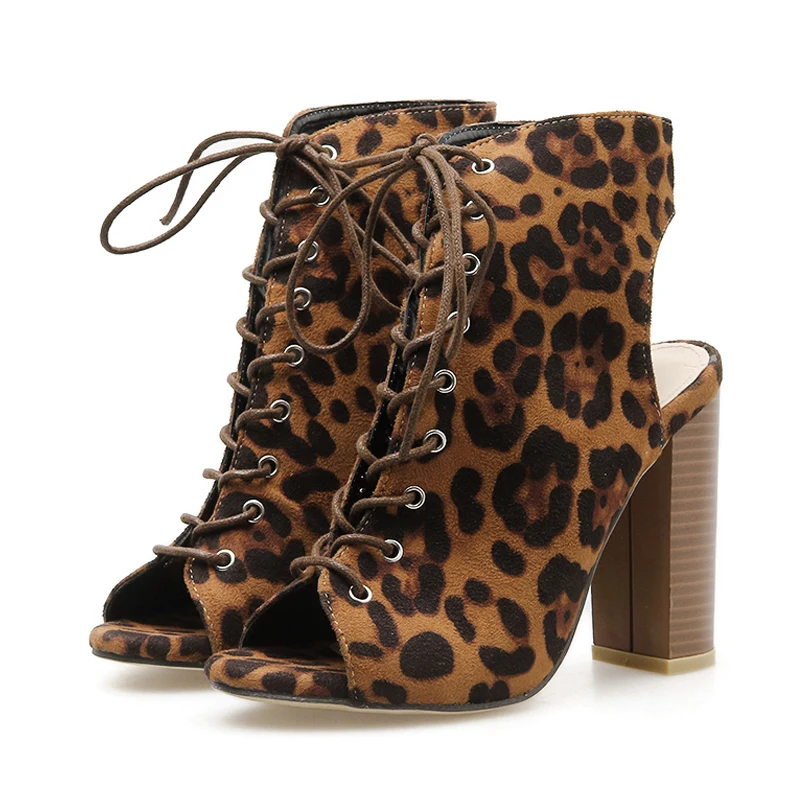 Женские ботильоны с леопардовым принтом и перекрестной шнуровкой Размеры 35-42 |