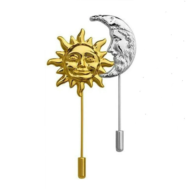 Unisex Men Sun Moon Brooch Pins Collar Suit Stick Breastpin Lapel Pin Accessories For Gift | Украшения и аксессуары