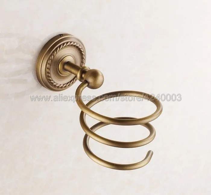 Hair Dryer Holder Античный латунный аксессуар для ванной комнаты, Полка для полотенец, держатель для полотенец, держатель для бумаги, тканевый крючок, аксессуар для ванной комнаты, настенный Kxz005 - Цвет: Hair Dryer Holder