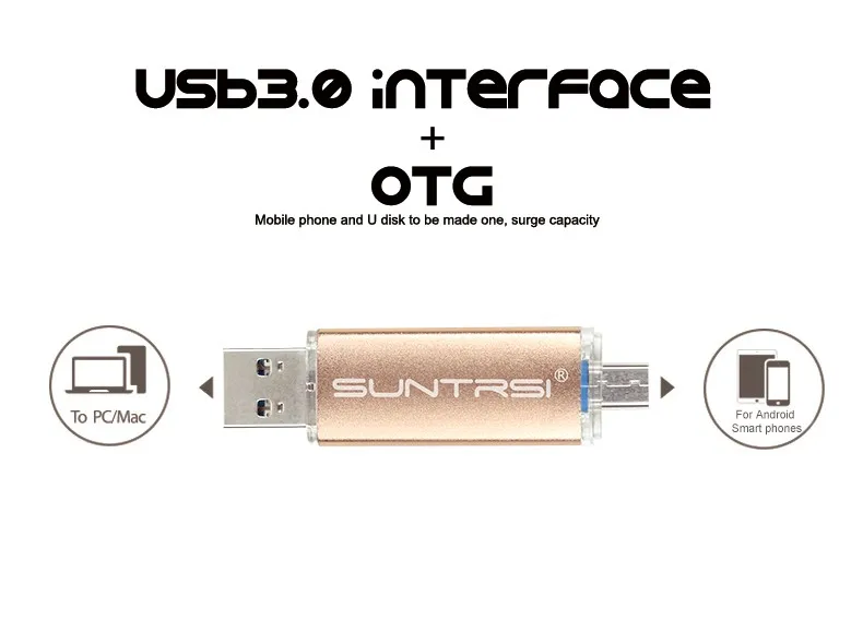 Suntrsi USB флеш-накопитель 64 Гб OTG USB 3,0 флеш-накопитель высокоскоростной металлический USB флеш-накопитель с индивидуальным логотипом USB флеш-накопитель 64 ГБ