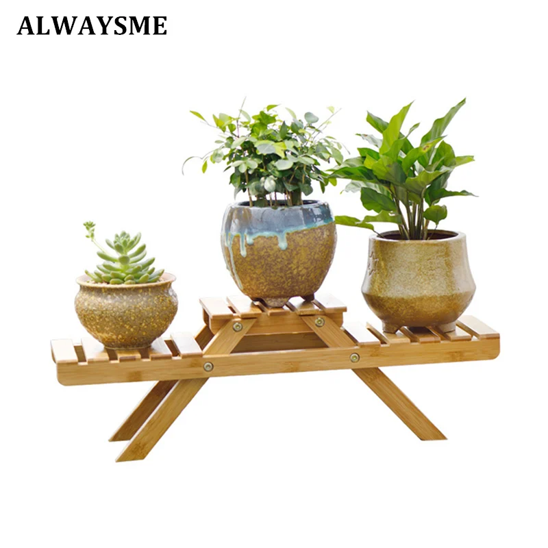 ALWAYSME новые полки для растений цветочный садовый стеллаж подставка для цветов дисплей подставка бамбуковая подставка Деревянная Полка Стеллаж для хранения держатель