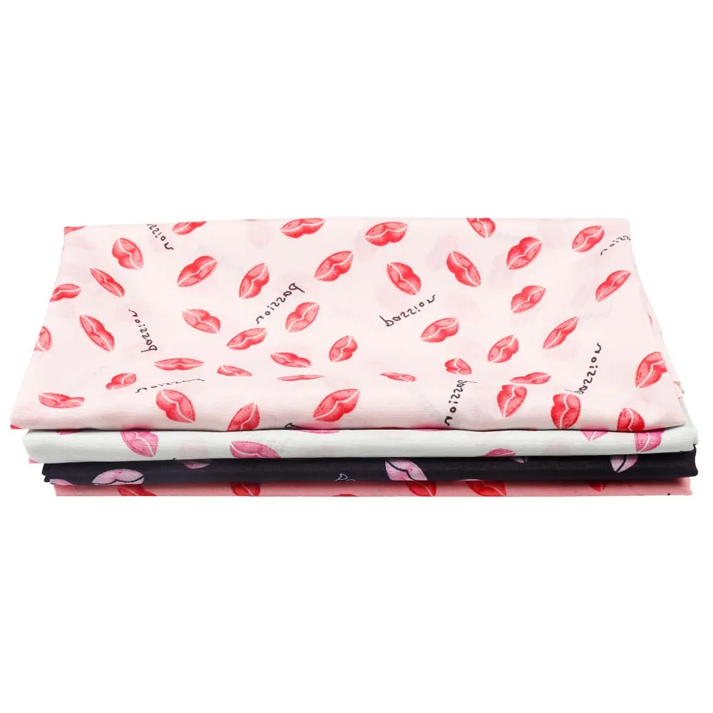 Ткань из полиэстера AHB тонкая ткань с изображением красных губ сделай сам одежда